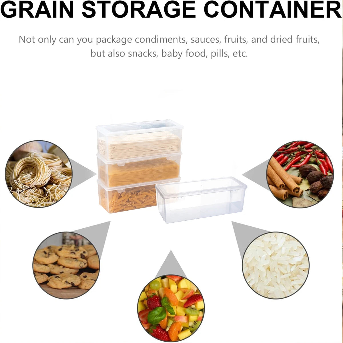 1pc/2pcs food with lid, spaghetti storage container snap seal moisture-proof noodle box grain storage box kitchen organizer Oasis Select