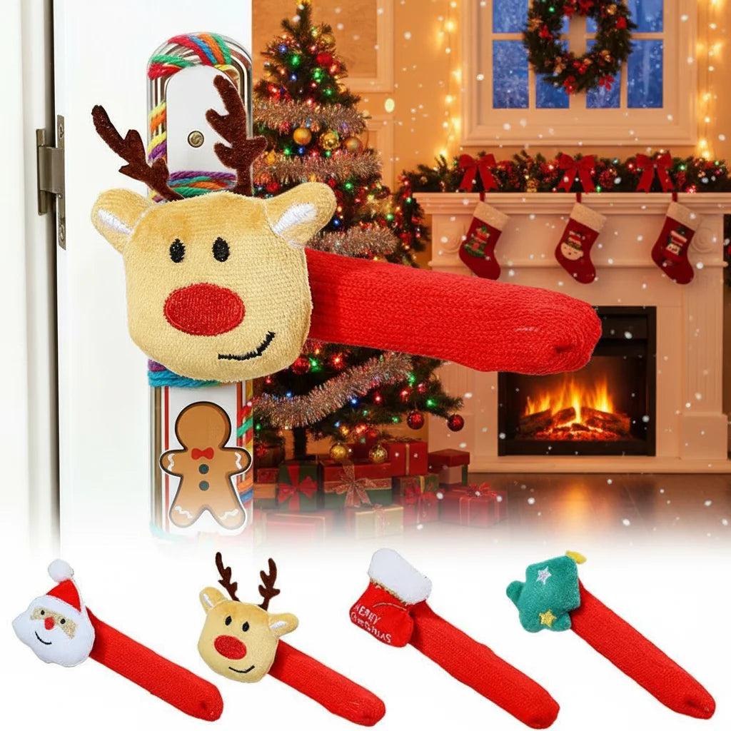 NEW Christmas Decorations Door Handle Covers with Hanging Bells Soft Christmas Decors Xmas Pendant For Festives Accessories Oasis Select