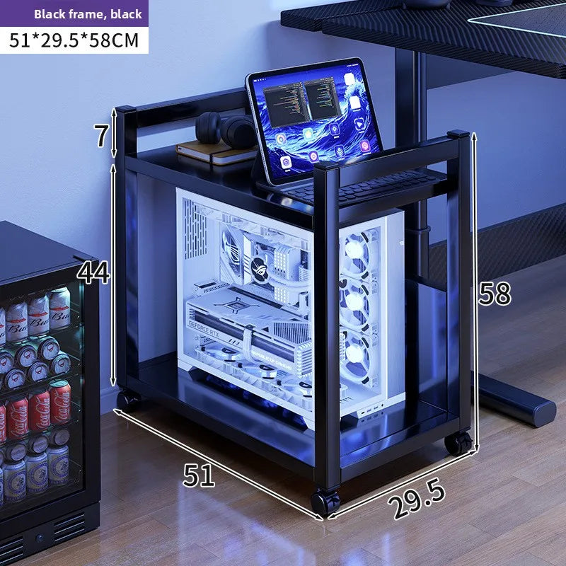 Computer host bracket simple multi-layer removable chassis storage rack minimalist wind table trolley Oasis Select 2 layers plain black