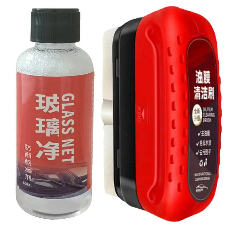 Auto Glass Oil Film Remover with Sponge Towel Glass Oil Film Remover Car Windshield Oil Film Cleaner for Car Window Remove Dirt Oasis Select