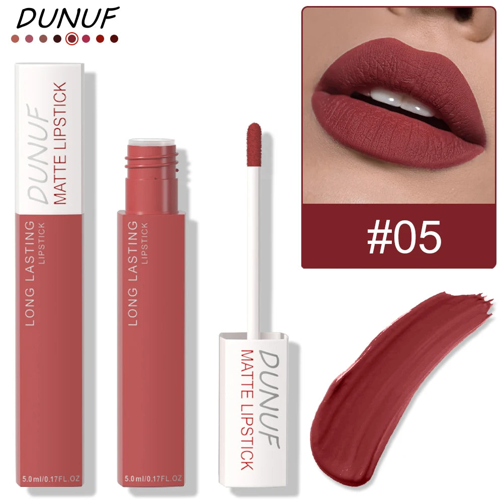 Long-Lasting Lip Gloss 1pcs: Matte Lipstick Non-Stick Cup Waterproof Nude Deep Red Mauve Christmas And Valentine's Day Gifts Oasis Select 05
