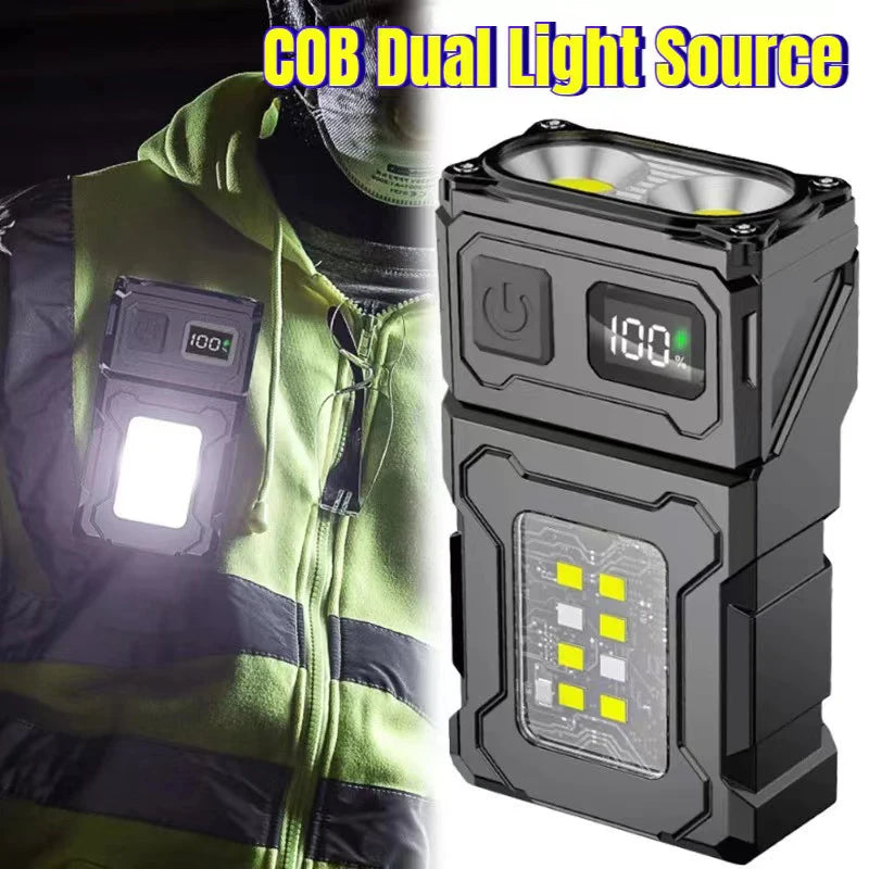 MINI USB Rechargeable LED Flashlight Portable Tail Magnet Flashlight Super Bright Camping Lantern Side COB Emergency Light Oasis Select