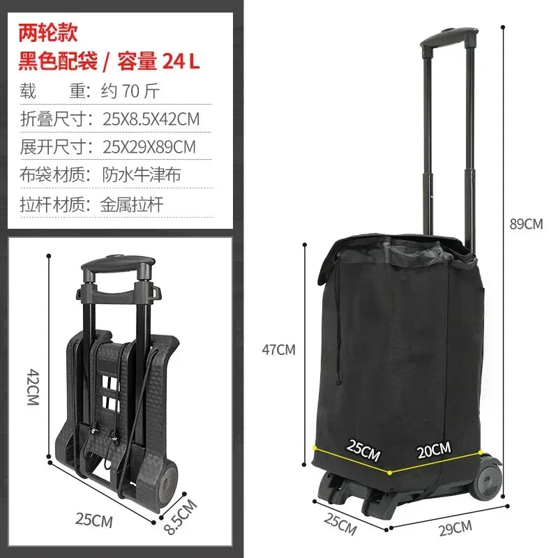 Multi-functional Household small cart folding pull goods handling trailer shopping cart luggage trolley Oasis Select Black B