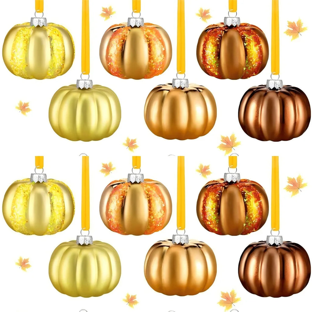 12pcs Halloween Hanging Ornaments Thanksgiving Pumpkin Ball Hanging Pendants DIY Christmas Tree Decoration Home Party Decors Oasis Select Style 1-12pcs