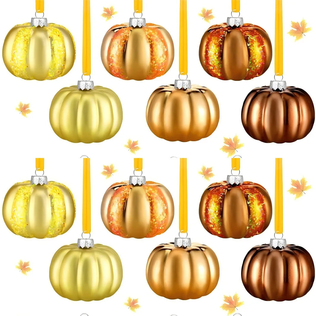12pcs Halloween Hanging Ornaments Thanksgiving Pumpkin Ball Hanging Pendants DIY Christmas Tree Decoration Home Party Decors Oasis Select Style 1-12pcs