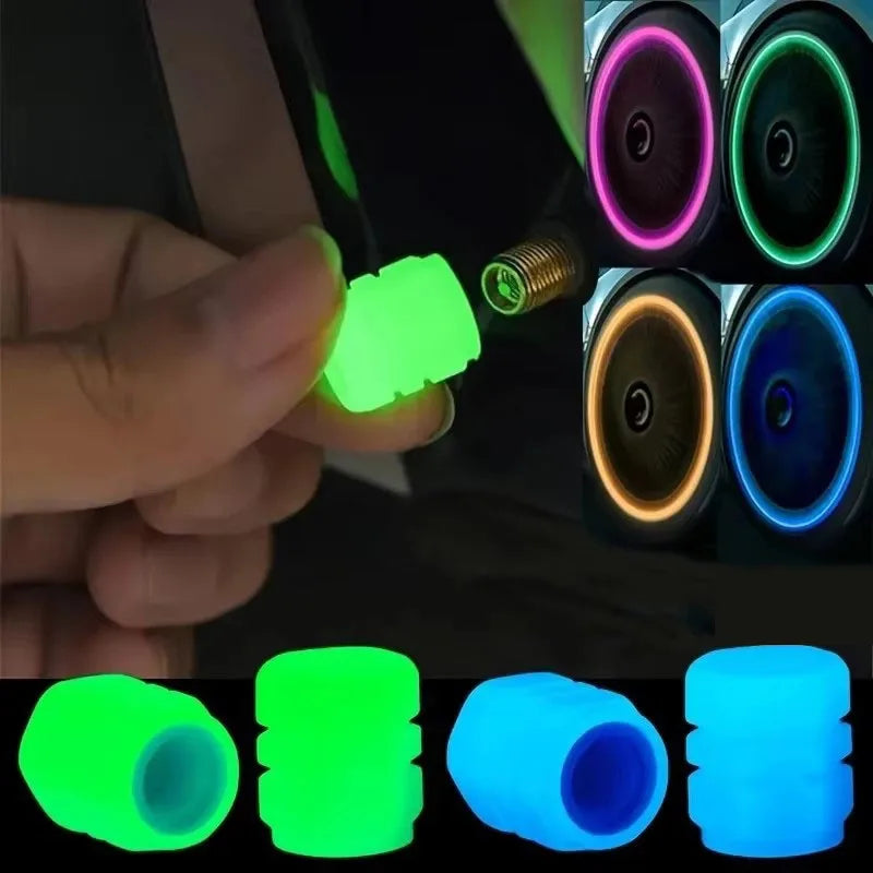 4/8/16/20pcs Universal Luminous Bicycle Tire Valve Caps Night Glowing Decor Motorcycle Bike Valve Stem Cap Wheel Nozzle Oasis Select