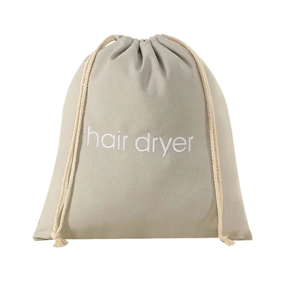 Portable Dustproof Hair Dryer Cloth Bag Large Capacity Drawstring Hairdryer Bag Canvas Hair Diffuser Oasis Select Grey