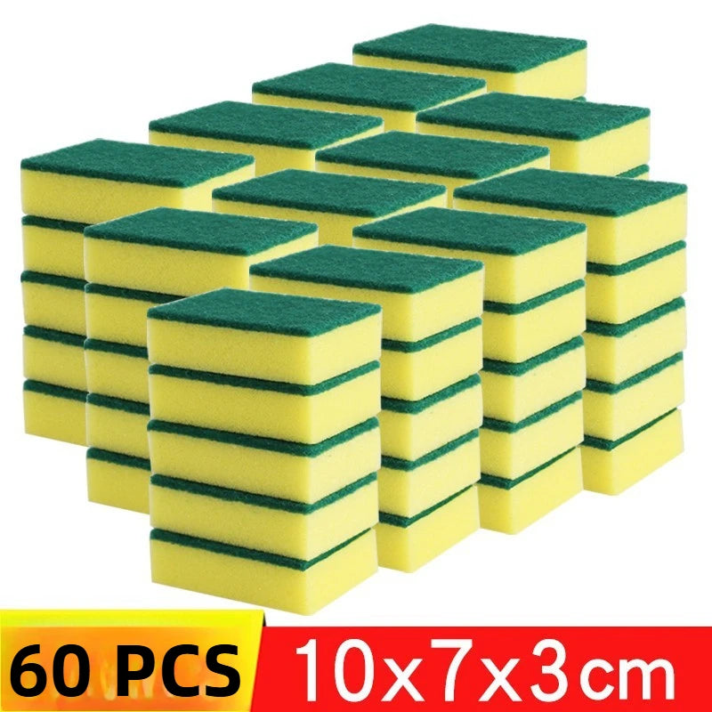 1-60PCS Kitchen Sponges Dual-Sided Scrub Pads Super Absorbent Dish Towel Scratch Resistant Scrubbing Sponge Highly Absorbent Oasis Select 60PCS
