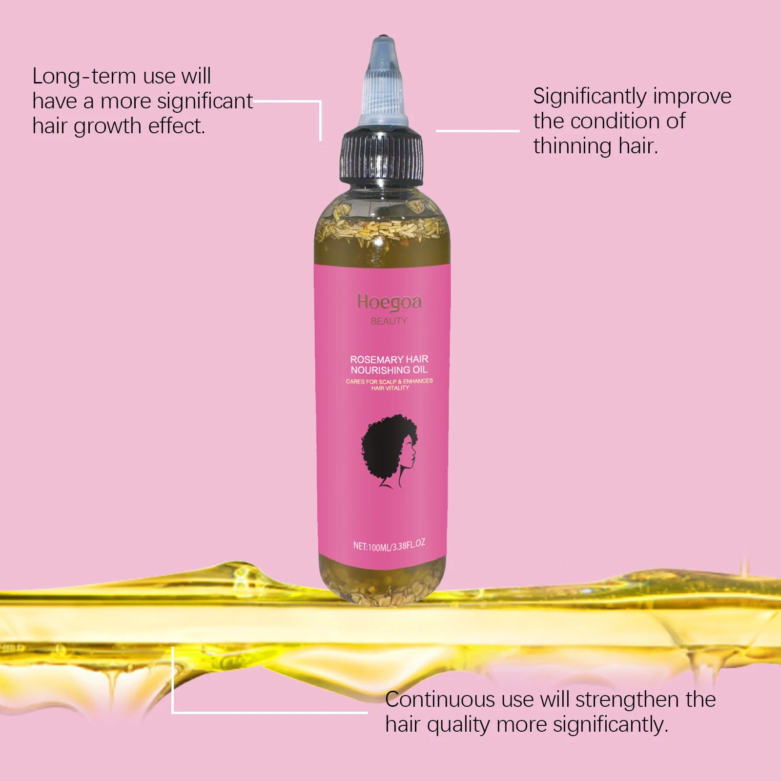 Rosemary Hair Growth Essential Oil Dense Strengthening Hair Prevent Loss Improve Hair Dryness Split Moisturizing Shiny Hair Care Oasis Select