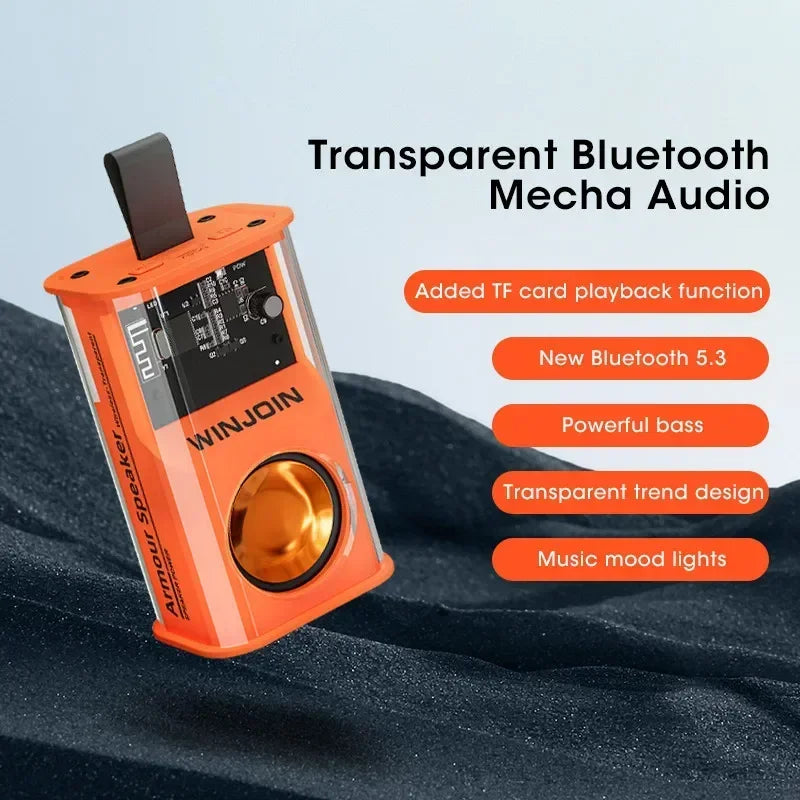 Transparent Mecha Bluetooth Speaker Wireless Bluetooth 5.3 Double Bass Diaphragm Subwoofer Music TWS RGB Light Mini Loudspeaker Oasis Select