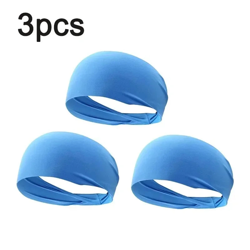 1/8PC Sweatband For Men Women Elastic Sport Hairbands Head Band Yoga Headbands Headwear Headwrap Sports Workout Hair Accessories Oasis Select blue-3pcs