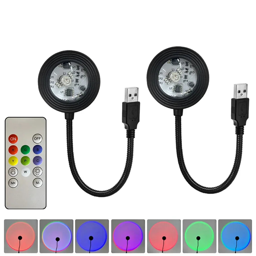 USB Sunset Projector Night Light – Colorful Ambient Room Lamp Ambient Projector Lamp Oasis Select 1 remote 2 lamp