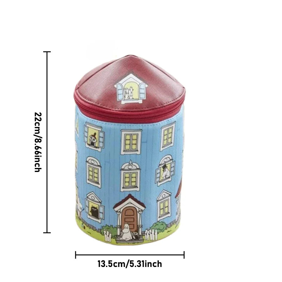 Storage Bag Magazine Style PU Leather Digital Printed House Design Large Capacity Travel Storage Makeup Bag Multifunctional Oasis Select 1pc