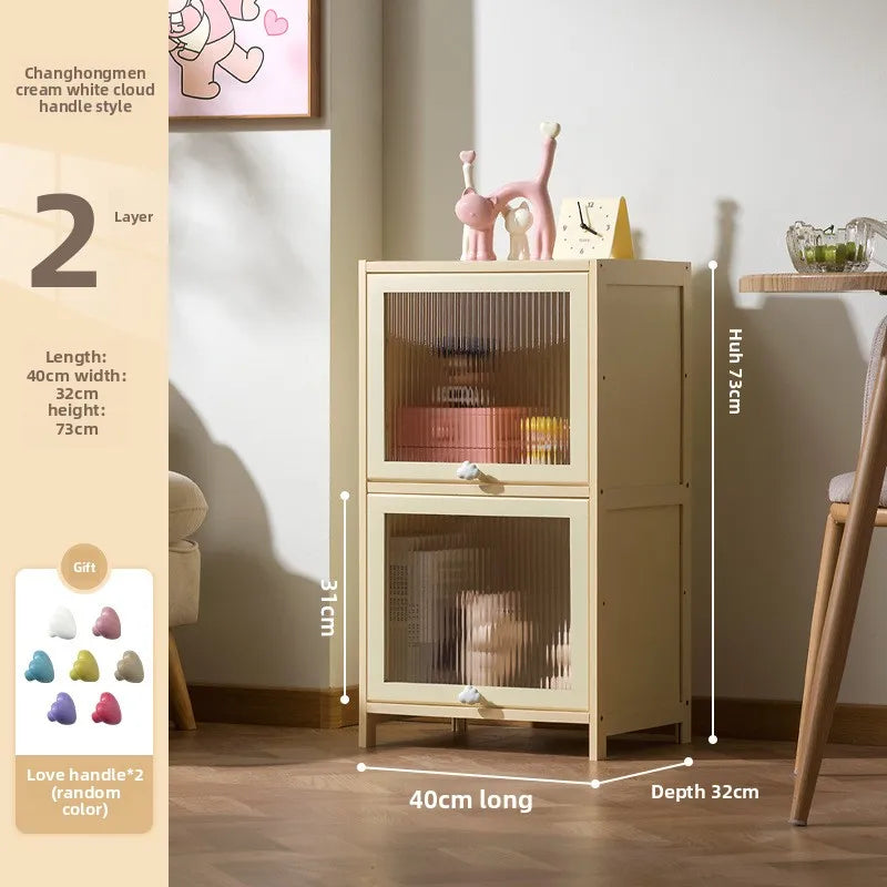 clamshell storage cabinet household living room multi-layer snacks dopamine chest bedroom bedside table storage cabinet Oasis Select Two doors 40 long