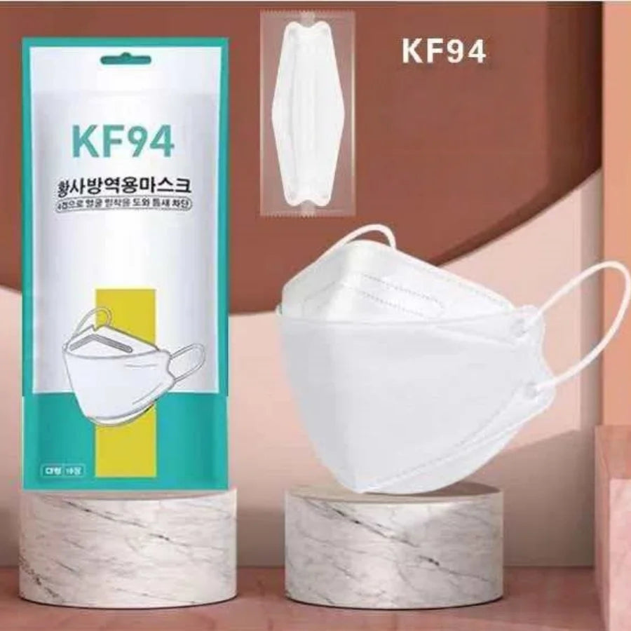 Adult KF94 Face Masks 4 Layers, Premium Melt-Blown Material, Breathable White Black Disposable Masks for Daily Use Oasis Select