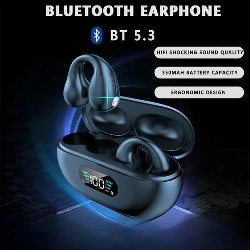 NEW TWS Q80 Wireless Headphones Bluetooth 5.3 Bone Conduction Earphones Earclip Design Touch Control Led Earbuds Sports Headsets Oasis Select