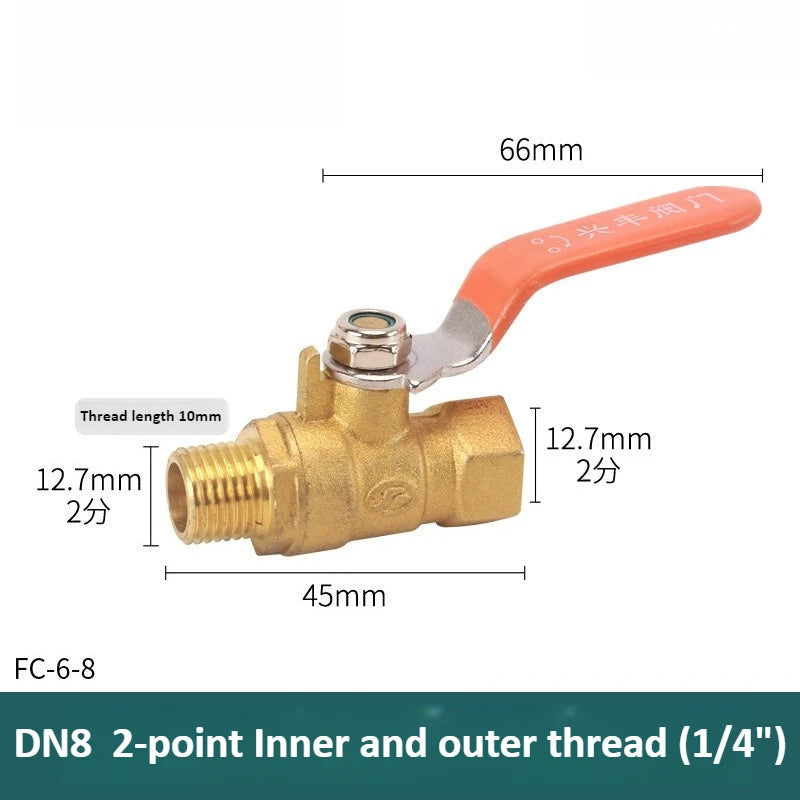 Brass Long Rod Ball Valve 1/8 "1/4" 3/8 "1/2" 3/4 "1 Inch Internal/external Thread Connector Adapter Copper Pipe Connector Oasis Select 2-point Inner outer Long stem ball valve