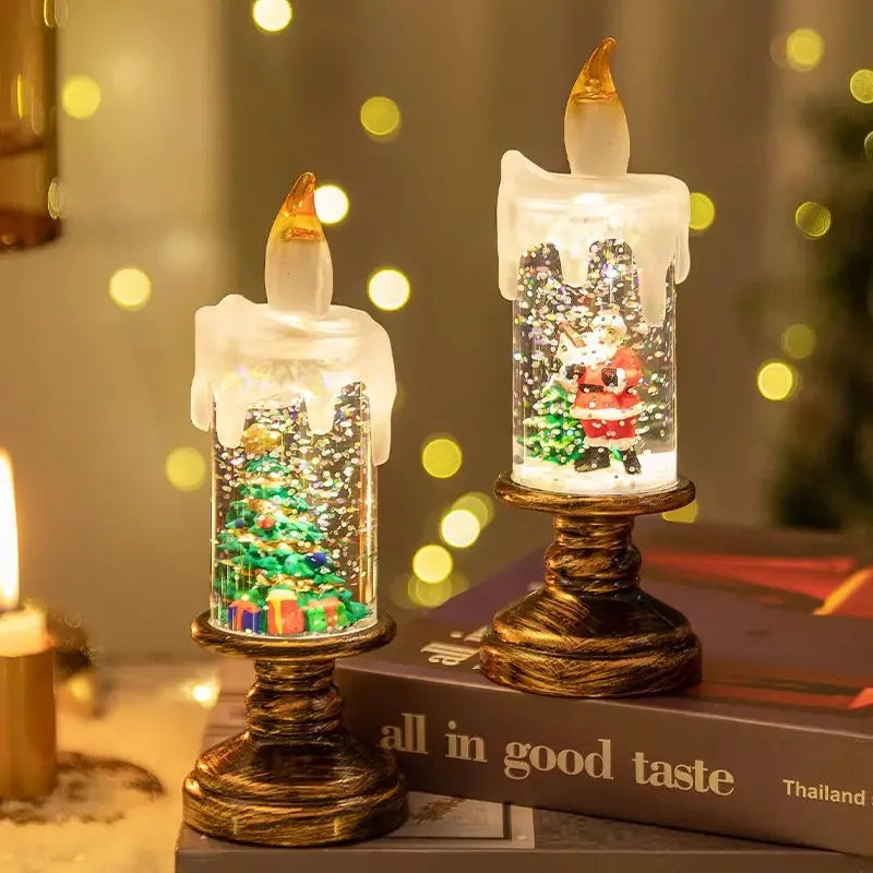 Christmas Candle Night Light Desktop Decoration - LED Luminous Ambient Ornament Gift for Home Scene Setup Oasis Select