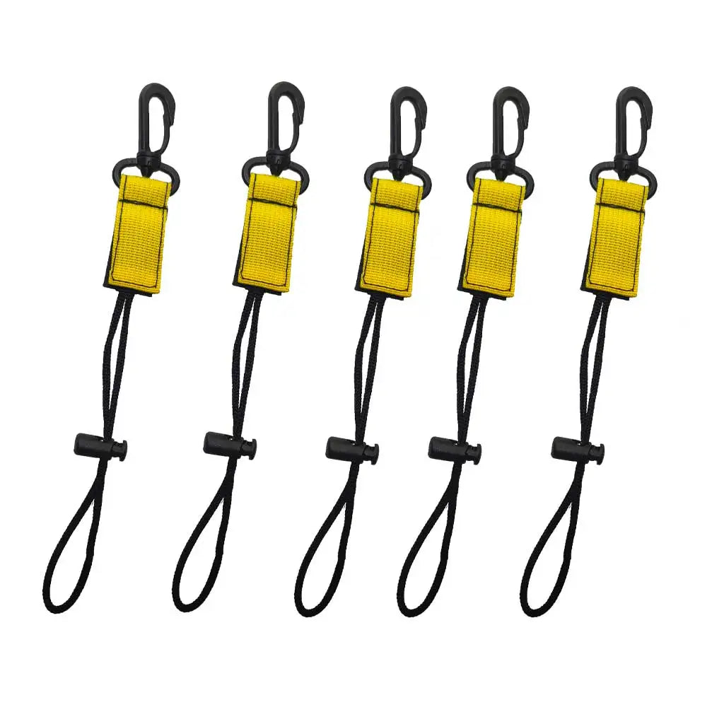 BCD Scuba Gear Clips Lanyard for Diving-Quick Release Equipment Breakaway ID Lanyard Keyring Compass Flashlight Holder Console Oasis Select Yellow 5 Pieces