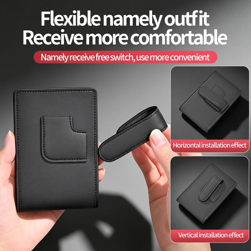 Car Sun Visor Card Holder – Leather Multi-Pocket Organizer