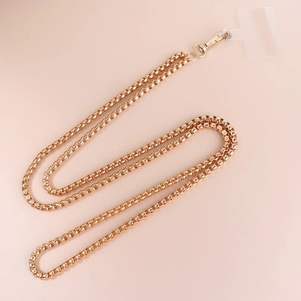 Long Phone Straps Anti-lost Lanyard Mobile Phone Accessories Crossbody Chain Metal for Women Phone Case Hanging Cord Oasis Select 6mm gold