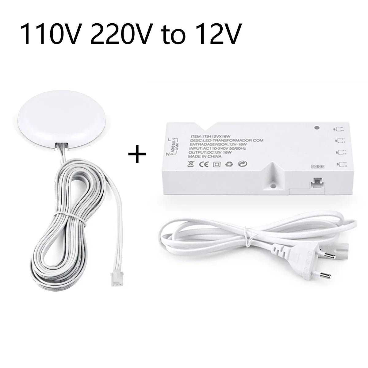 AC/DC Power Transformer Converter+Penetrate Touch Dimmable Switch 12V Lighting Adapter for LED Strip/LED Tube 4-10 Dupont Ports Oasis Select