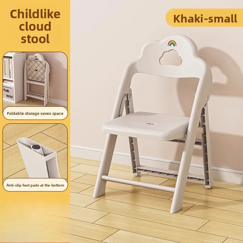 Portable folding back chair Plastic small stool Thickened chair Baby low stool Children's small bench Oasis Select army green