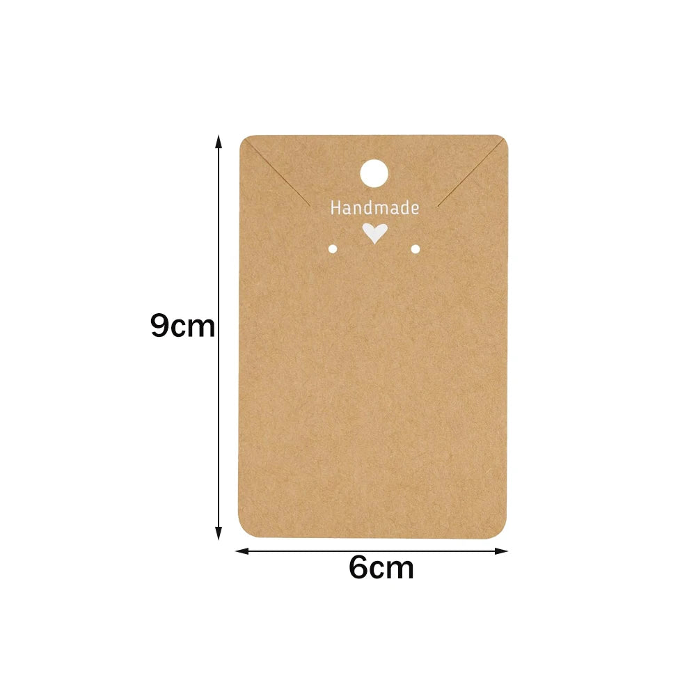 50pcs 6x9cm Kraft Earring Cards Necklace Display Cards Paper Ear Studs for Selling Hanging Earring Necklace DIY Crafts Retail Oasis Select Brown Love