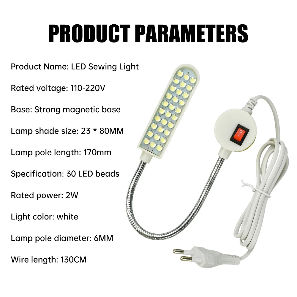 30 LED Sewing Machine Work Light High Lumen Eye Protection Lamp for Home Industrial Sewing Machine Easy Install Lighting Oasis Select