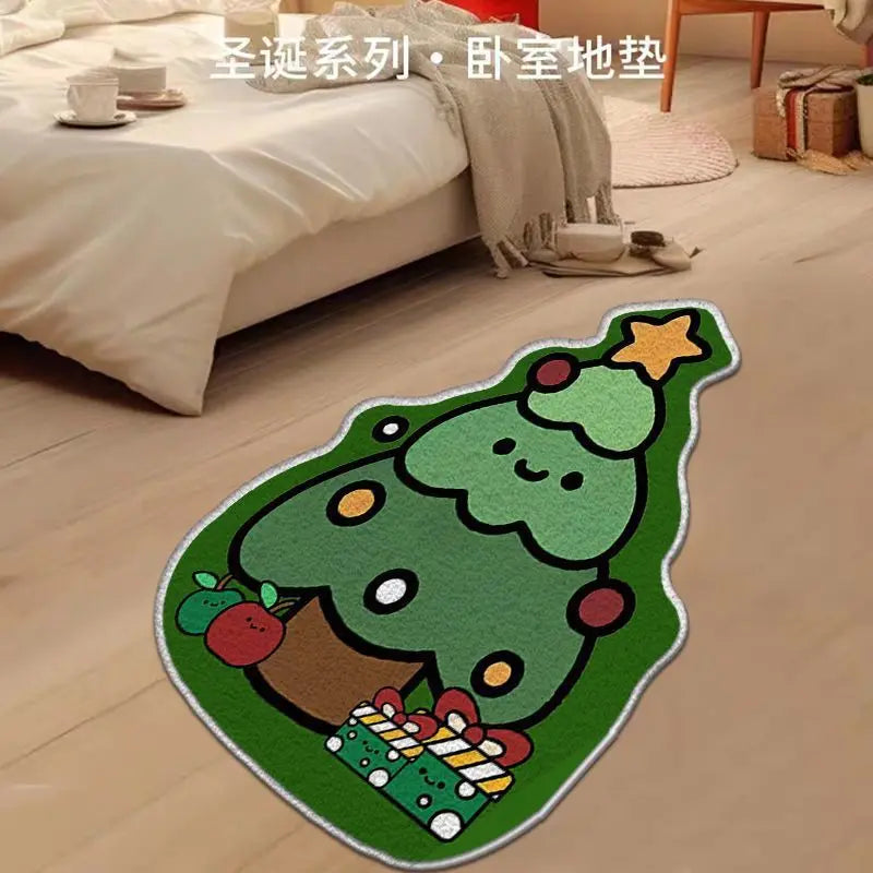 Nordic Irregular-shaped Christmas Series Faux Cashmere Floor MATS Home Decorative Bathroom Absorbent MATS Oasis Select Christmas Tree-5 50x50cm