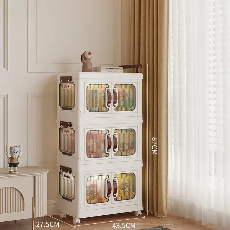 Light luxury cream wind cart storage cabinet, installation-free storage cabinet, double door multi-layer thickened storage box Oasis Select Small 3rd floor