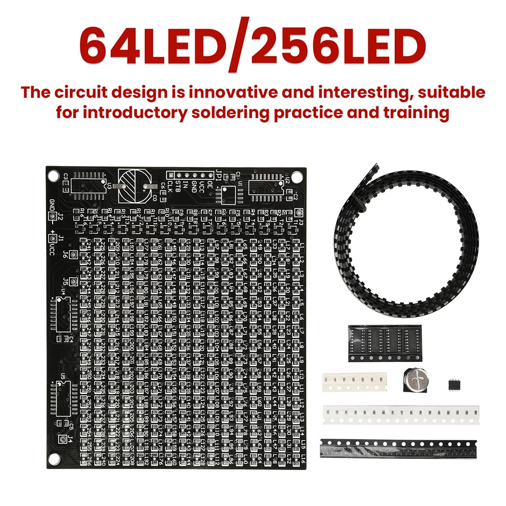 64LED/256LED Red Display LED SMD Dot Matrix Advertising Screen Kit SMT Component Welding Practice Board DIY Parts Oasis Select
