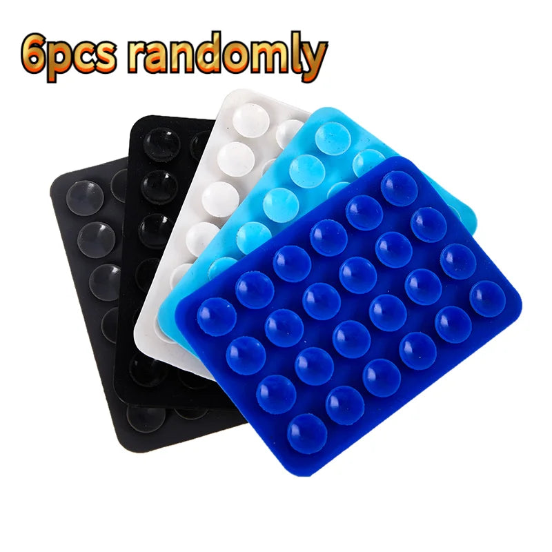 6pcs Multifunctional Mobile Phone Silicone Suction Cup 24 Square Mobile Phone Single-Sided Case Anti-Slip Holder Mount Suction Oasis Select 6pcs