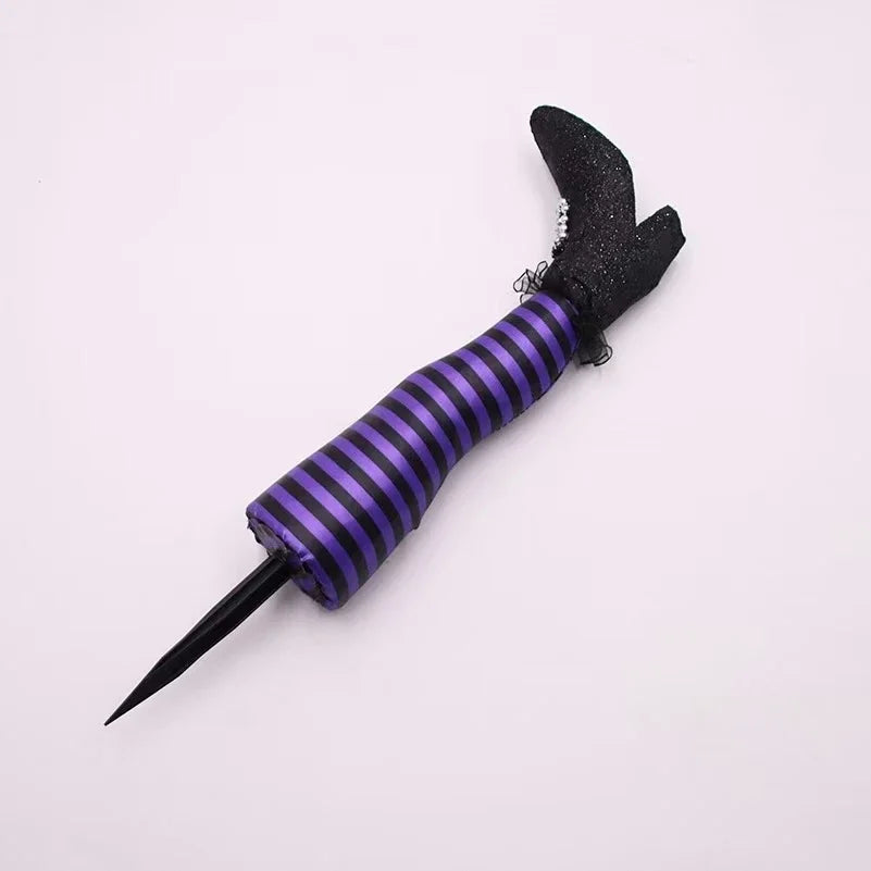 Halloween Lawn Outdoor Garden Decoration Props Evil Witch Legs Inverted Evil Witch Feet Boots Stakes Courtyard Oasis Select Purple 2pcs