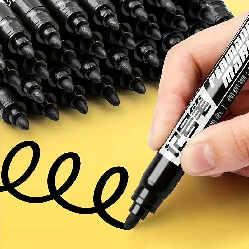 10/20pcs Permanent Marker Set, Waterproof Black Ink High-Capacity Oil-Based Pens, Office Supplies for Multi-Surface, Graffiti Oasis Select