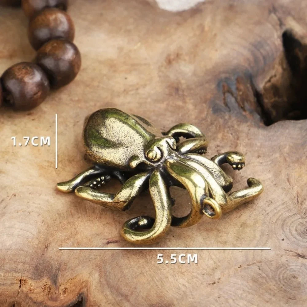 New Antique Octopus Home Decoration Brass Copper Animal Figurines Miniatures Desk Ornament Accessories Creative Table Craft Oasis Select