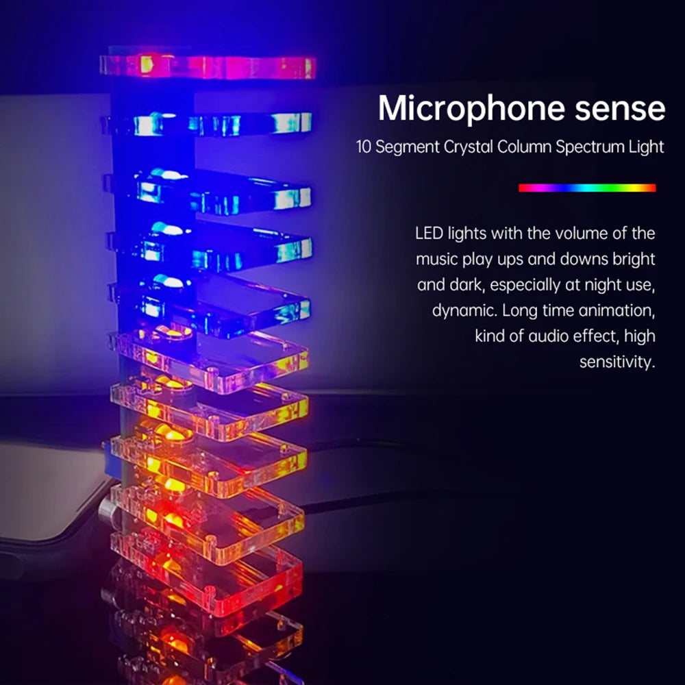 DIY Sound Control LED Music Spectrum Electronic Kit Crystal Column Audio Display PCB Soldering Practice Kit LM339 LM358 DC5-12V Oasis Select