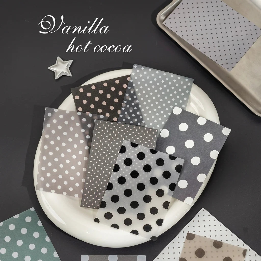 50Pcs Polka Dot Kraft & Vellum Paper Sheets for M5 Journals