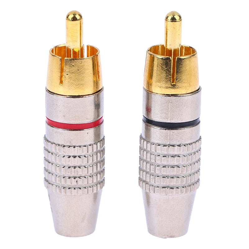 2Pcs RCA Male Connector Non Solder Plug Adapter For Audio Cable Plug Video CCTV Camera Solder-Free Adapter Cable Converter Oasis Select 2Pcs