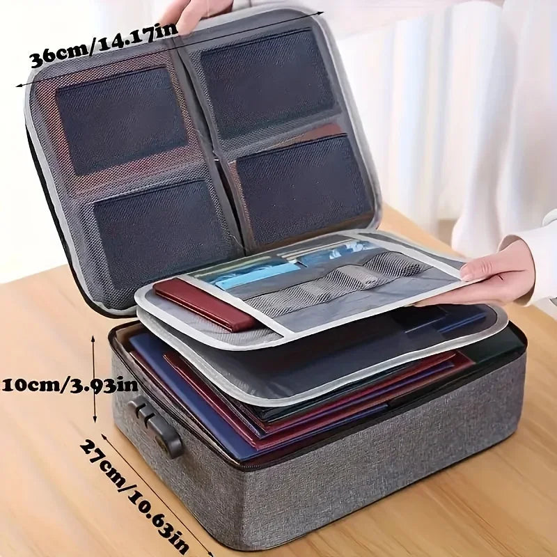 1pc Document Storage Bag Lock Waterproof Document Bag Office Large Capacity ID Bag Business Card Bag Bill Document Organizer Bag Oasis Select