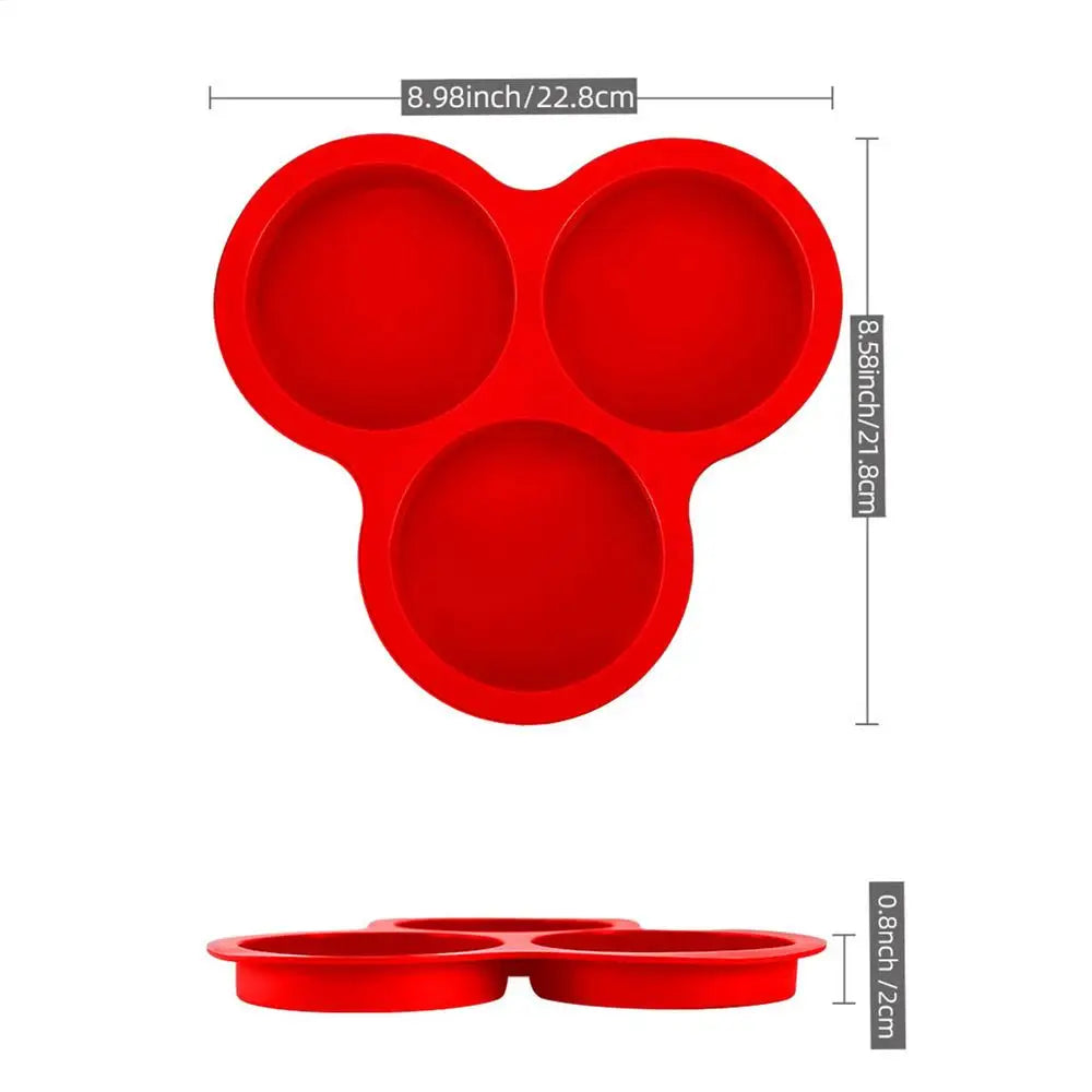 3-Cavity Round Egg Tray Silicone Molds for Air Fryer Air Fryer Muffin Pan Reusable Silicone Egg Mold Air Fryer Egg Pan Cooking Oasis Select Red
