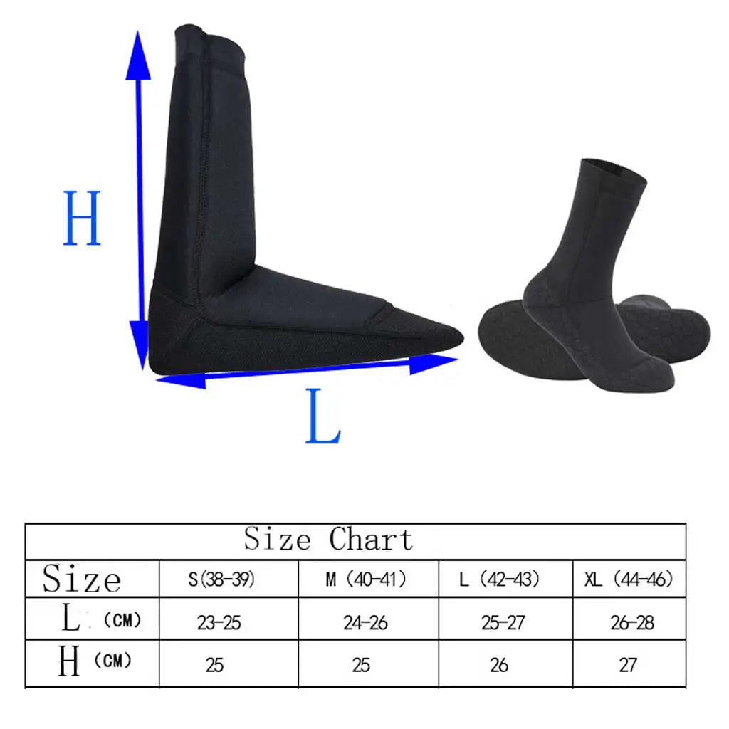 3mm Snorkeling Spearfishing Socks Winter Surfing Warm Beach Sock Anti Slip Neoprene Portable Lightweight for Water Sport Oasis Select
