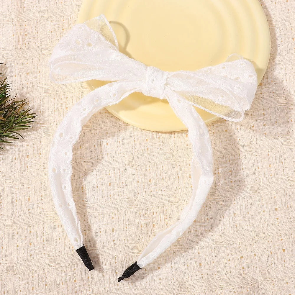Elegant Lace Bow Hairbands Double Layered Non-Slip Princess Headband Flower Embroidery Lightweight Yarns Headband Oasis Select 1