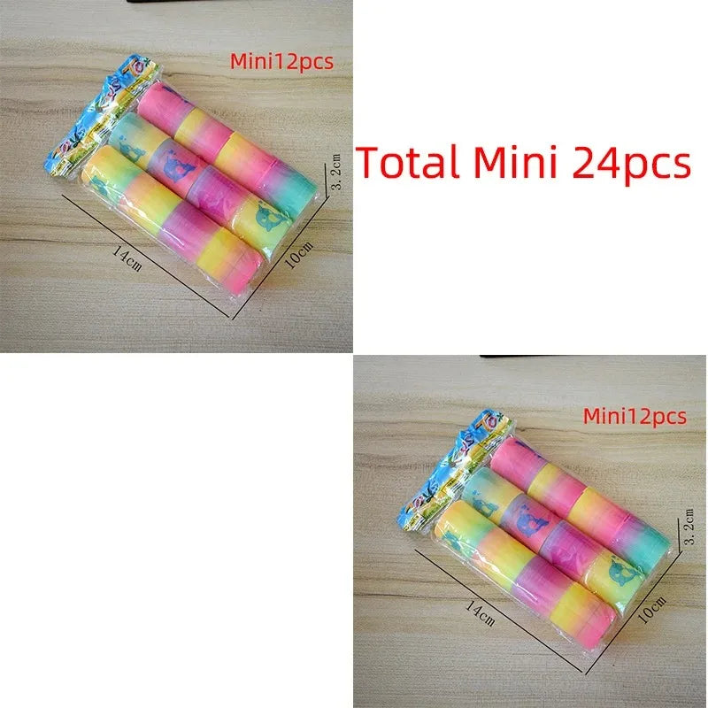 24PCS Rainbow Magic Springs Circle Toys Kids Birthday Party Favors Guests Giveaway Small Gifts Pinata Fillers Flexible Funny Toy Oasis Select 24 pieces 4