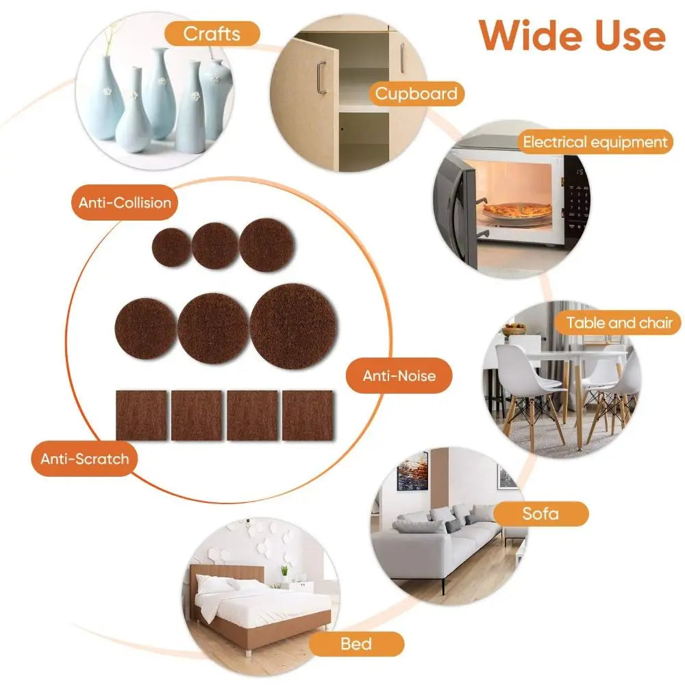 136/300 Pcs Self Adhesive Furniture Pads Anti Scratch Various Sizes Felt Furniture Noise Reduction Floor Protectors Tile Floor Oasis Select