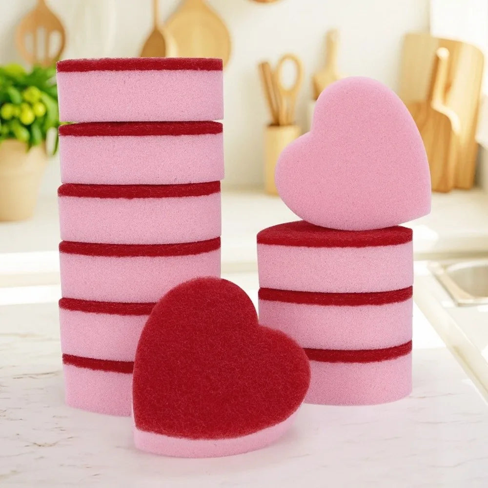 Heart-Shaped Kitchen Scrub Sponges – Non-Scratch Cleaning Pads