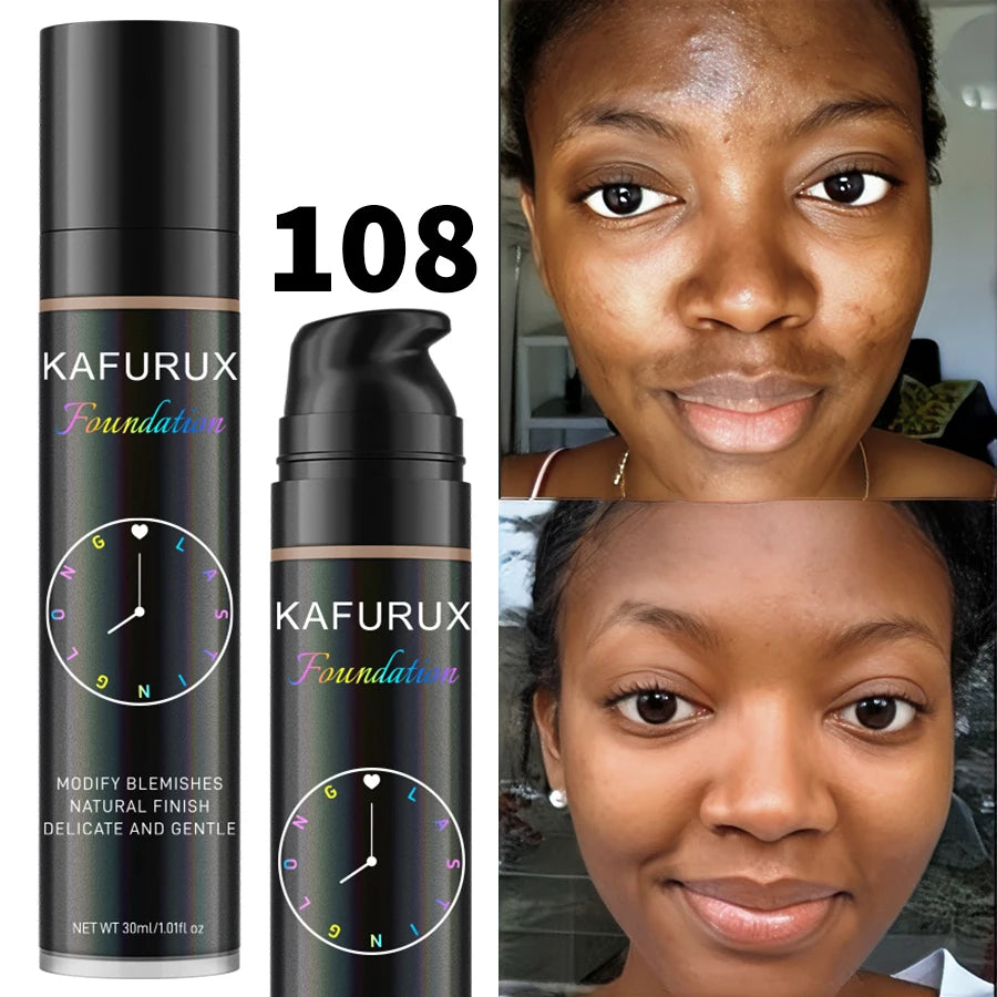 KAFURUX 8-Shade Liquid Foundation – Waterproof & Full Coverage