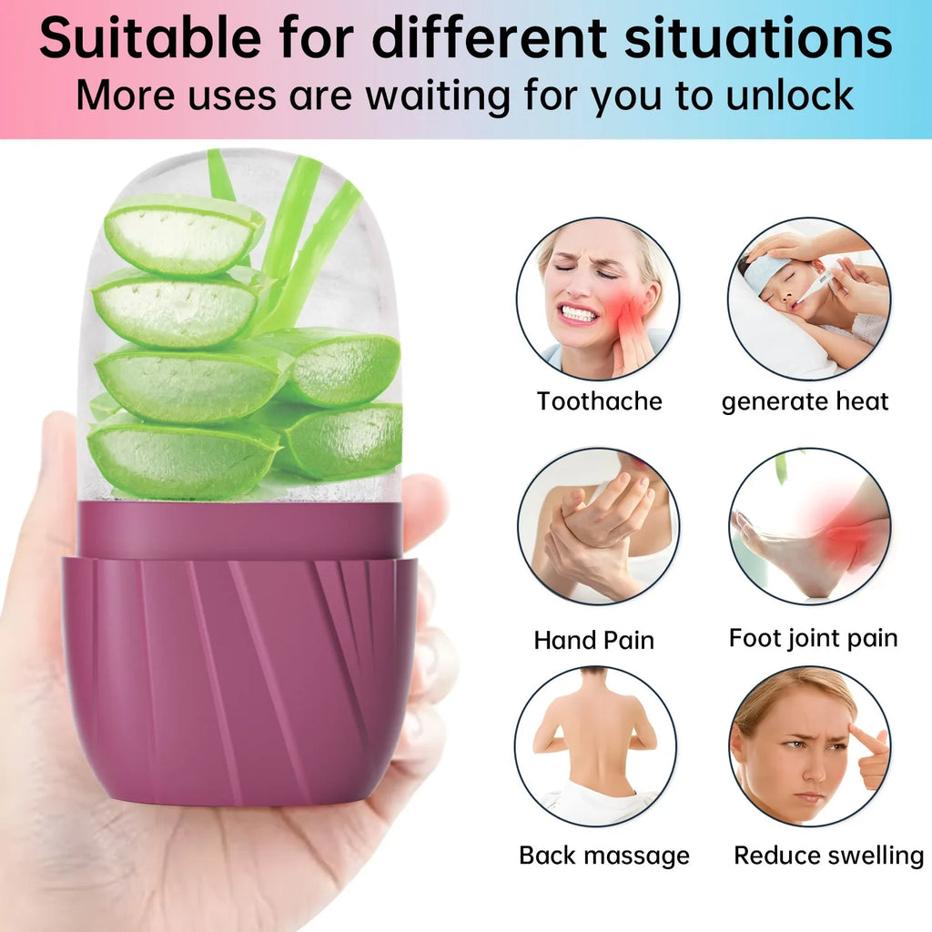 Face Ice Roller & Silicone Ice Tray – Reusable Cooling Massager