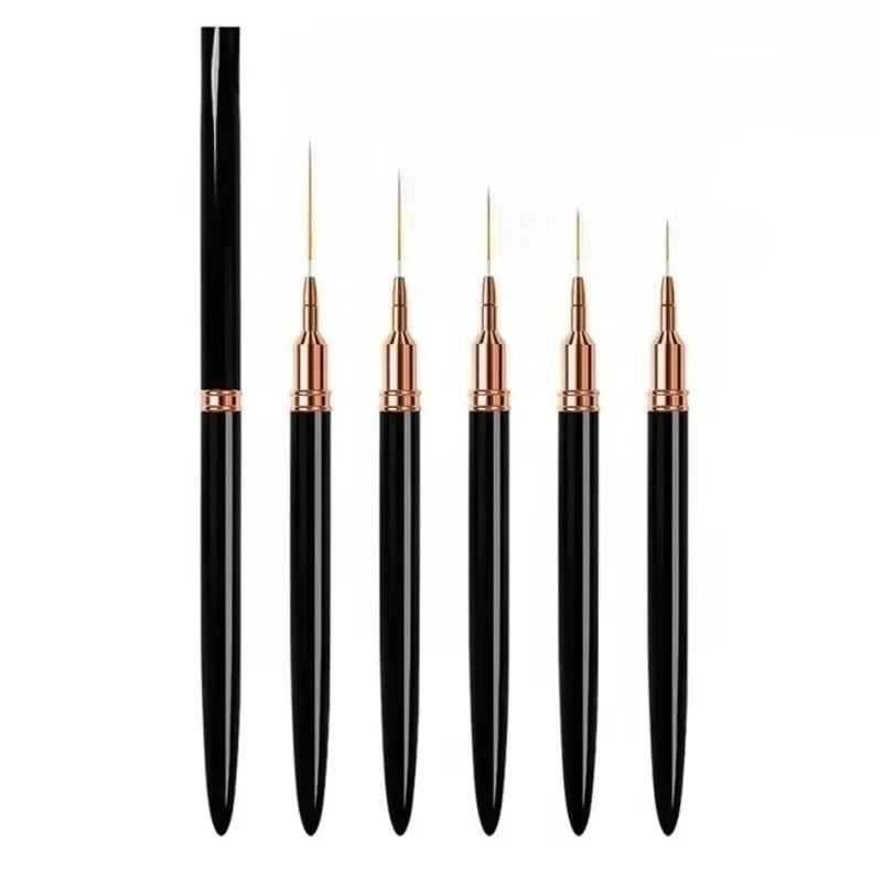 5-15pcs Nail Art Liner Brushes and Dotting Pen Set UV Gel Nail Brushes for French Nail Lines Decorations Professional Nail Tools Oasis Select Black Set