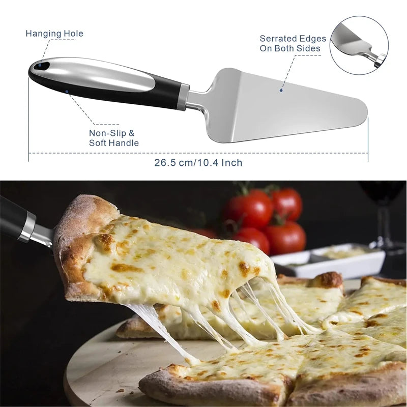 2pc Stainless Steel Kitchen Pizza Cutter Wheel Server Tools Home Knife Waffle Cookies Cake Bread Dough Slicer Baking Gadgets Oasis Select